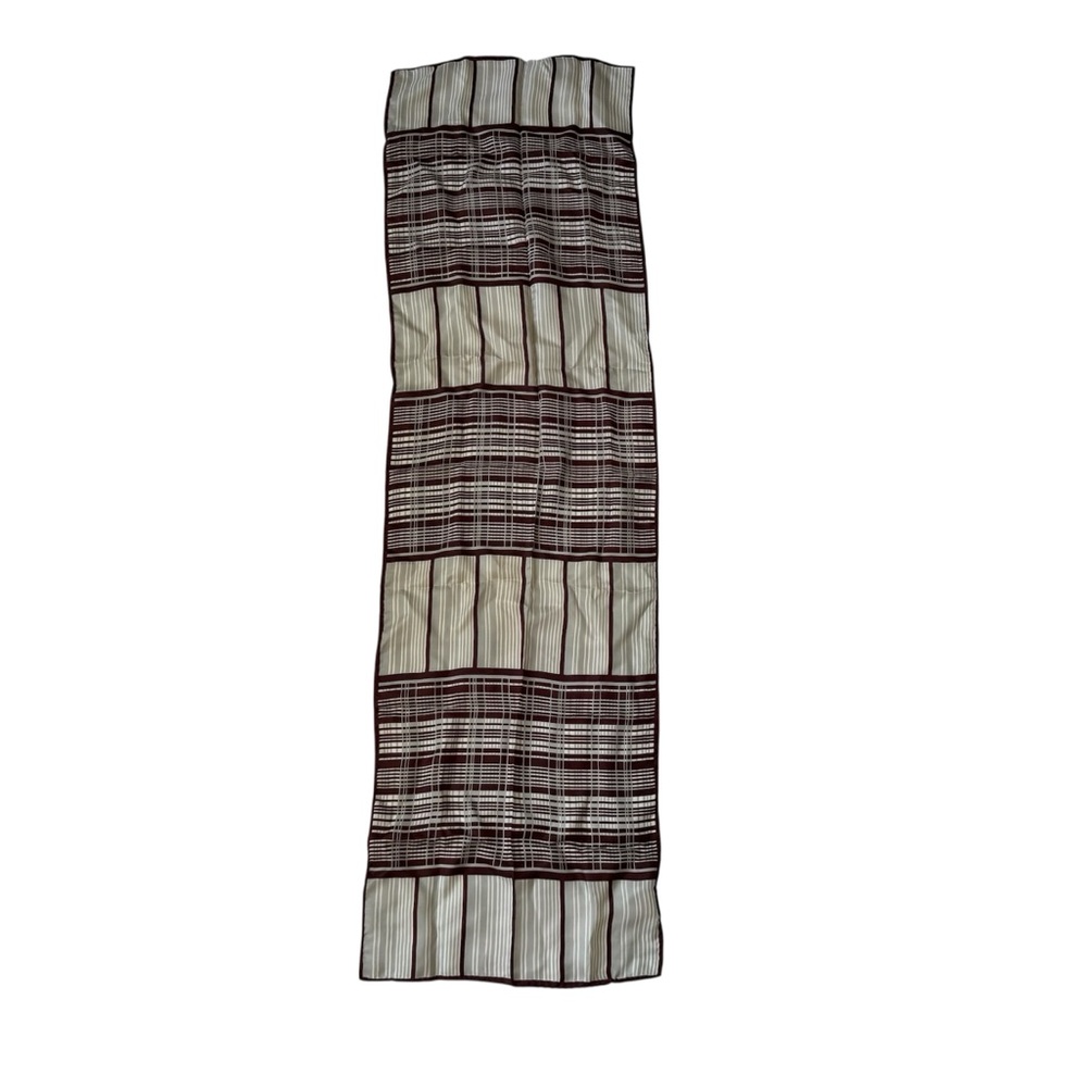 Vintage 70s/1970s silk blend scarf, gray, white, and burgundy